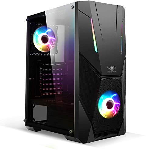 Spirit Of Gamer - Rogue V - PC Gamer ATX/Matx/ITX Case - Pannello Frontale E Parete in Vetro Temperato - 2 X 120mm Ventole RGB LED Indirizzabili - Aura/MSI Mystic/ASROCK 3Pin Compatibile (Rogue V)