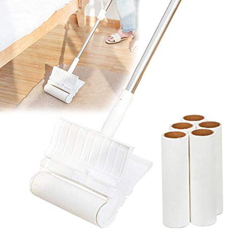 RANRANHOME Fusselrolle, Versenkbare Bodenreinigung Mit Ausziehbarem Langen Griff Und Einfachem Bezug, 6 Rollen Inklusive, Für Boden, Decke, Sofa, Bett Usw.