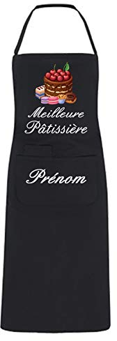YONACREA - Tablier de Cuisine PERSONNALISABLE - Meilleure Pâtissière - NOIR