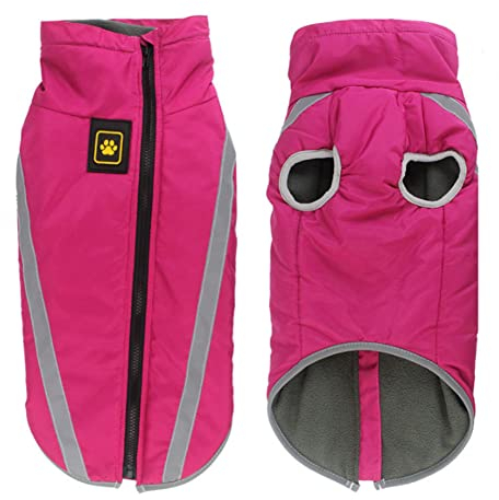 FEimaX Hundemantel Hundejacke wasserdichte Reflektierende Wintermantel mit Fleece Gefüttert Hund Welpen Warm Mantel Haustier Kleidung Wintermantel für Kleine Mittlere Große Hunde