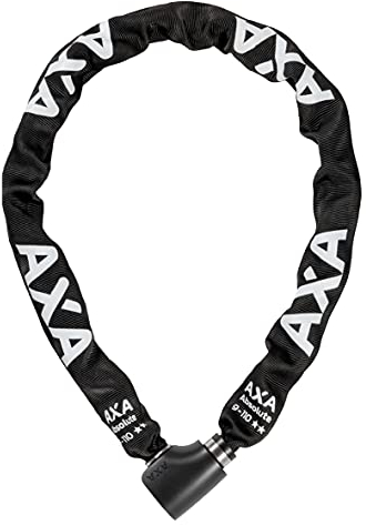 AXA Absolute 9-110 Antivol de vélo, Chaîne antivol, Cadenas pour vélo et scooter, Sécurité 14 sur 15, 110 cm x 9 mm, Housse en polyester noir