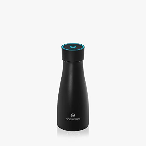 NOERDEN - Smart Water Bottle Liz 350 - Selbstreinigende Trinkflasche aus Edelstahl - BPA-freier Deckel, UV-Sterilisation, Trinkerinnerung und LED-Temperaturanzeige - 0,35l - Schwarz