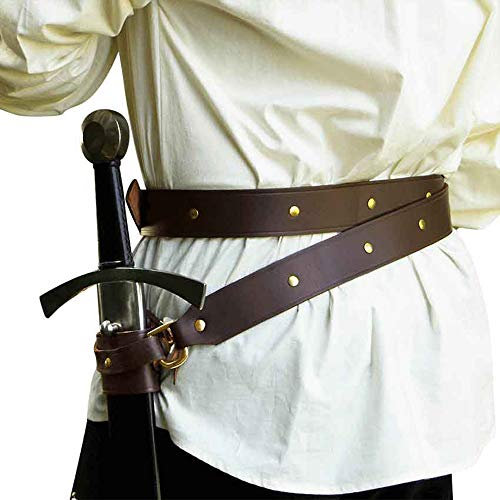 Leder Schwert Frosch Mittelalter Ritter Ritter Piraten Schwert Halter Gürtel Renaissance Cosplay Kostüm Prop Retro Schwert Gürtel Für Erwachsene Männer,Braun