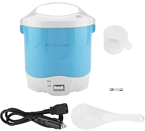 Vaporizador de alimentos, vaporizador de alimentos multifuncional portátil eléctrico de 24V 180W 1.6L olla arrocera para automóviles(azul)