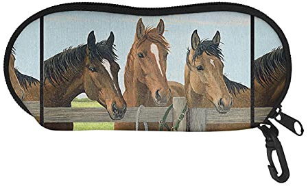 Belidome Brillenetui, weiche Tasche, für Damen, Kinder, langlebig, tragbar, pferd, One size