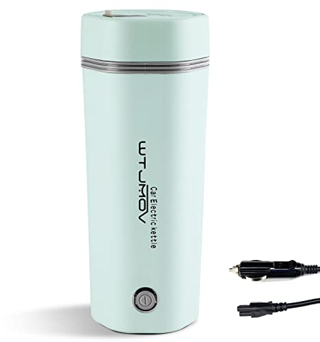 WTJMOV 12V Car Electric Travel Kettle, Portable Electric Tea Coffee Kettle for 12V Car, Water Boiler & Heater Automatic Shut-Off (Light Green)
