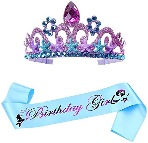 SIEBOLD 2 Stück Birthday Crown Sash,Geburtstag Kopfschmuck mädchen,Alles Gute zum Geburtstag Kopfschmuck für Mädchen Frauen Geburtstagsfeier Dekoration (Violett)