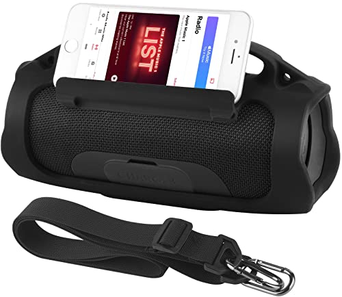 TXesign Coque de protection en silicone pour enceinte portable JBL Charge 3 étanche avec bandoulière Noir