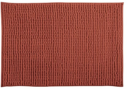 MSV Badteppich Badvorleger Duschvorleger Chenille Hochflor Badematte 50x80 cm – Terracotta Rot