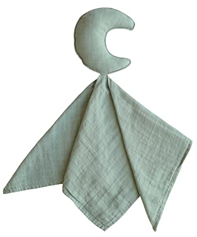 Mushie Schnuffeltuch Mond-Design | Schmusetücher, Ideal zum Schlafen und Spielen | Sicherheitsdecke für Jungen und Mädchen (Roman Green)