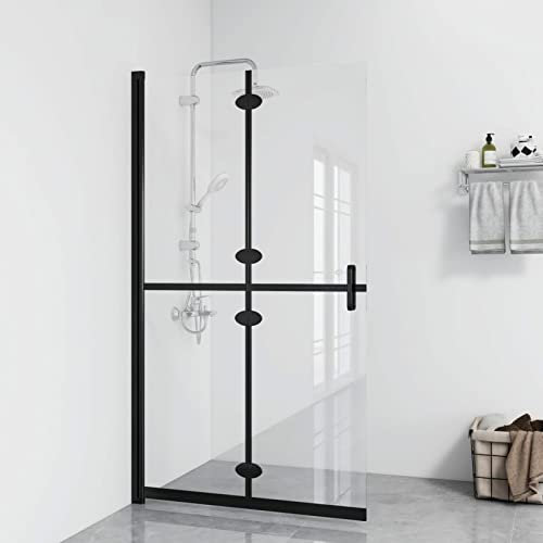 Gecheer Faltbare Begehbare Duschwand mit Doppelgriffen, Duschabtrennung Duschtrennwand Dusche Duschkabine Aluminium Transparentes ESG Glas 100x190 cm