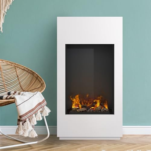 Noble Flame Laos - Opti-Myst Elektrokamin Kaminofen Kamin - Standmontage - ohne Heizung - mit Dekoholz - weiß