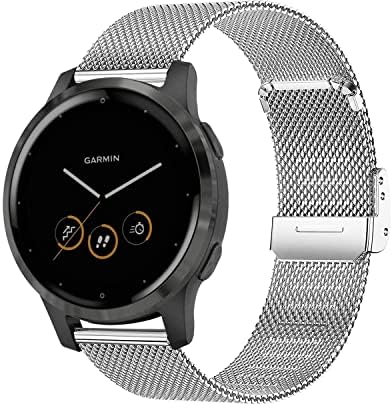 KoGiio 18mm Correa para Huawei Watch GT5/Watch GT4 41mm/Garmin Venu 3S/2S/Forerunner 265S/255S Music/255S/Vivoactive 4S 40mm /3S 39mm, Acero Inoxidabl Correas Plata
