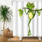 SDOTPMT 90x183cm Mignon Dessin animé Grenouille Rideau de Douche Peu Grenouille sur Arbre Bifurquer Vert Feuilles Été Blanc Rideau de Baignoire pour Enfants Salle Bains Polyester avec Crochets