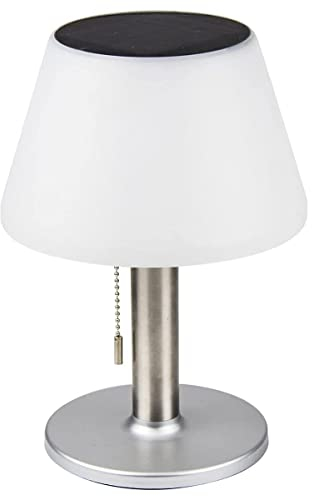EOEO Solar LED Tischlampe Kabellose Indoor Outdoor Dimmbar Tischleuchte 6000K Weißes Licht,Akku Edelstahl Schreibtischlampe Außen Wasserdicht,für Garten Balkon Terrasse Cafe Schlafzimmer Wohnzimmer