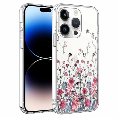 Phoona Durchsichtig Silikon Hülle für Apple iPhone 11 Pro 5,8 Case, Weiche Transparente Handyhülle, Ultra Dünn TPU Stoßfeste Kratzfeste Schutzhülle Blume 2 Motiv Designs Cover für iPhone 11 Pro