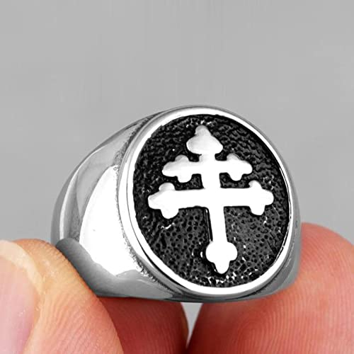 Star.W Katholisches lothringisches Kreuz Joan of Arc Herrenringe Amulett für männlichen Freund Biker Schmuck Kreativität Geschenk Großhandel