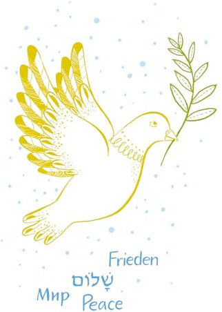 Postkarte 2024 Friedenstaube Friedenswünsche