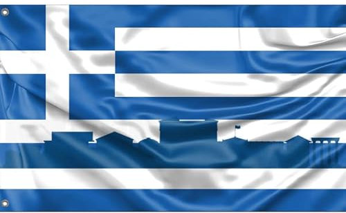 Athen-Skyline-Flagge, Griechenland, einzigartiger Designdruck, hergestellt in der EU (90 x 150 cm)
