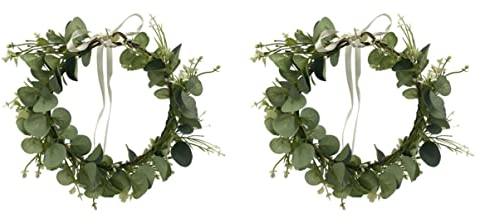 Beaupretty 2 Stk Wald Girlande Blumenkranz Haargummis Für Mädchen Kopfschmuck Für Die Braut Eukalyptuskopf Braut Haarkranz Blumen- Blatt Strandresort Heiligenschein Hochzeit Eisendraht