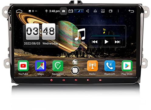 【8-Core 4GB+64GB】Erisin 9 pollici Android 12 Autoradio GPS Navigatore per VW Golf 5/6 Polo 6R Scirocco Passat Tiguan Touran Caddy T5 Seat Skoda CarPlay Android Auto Bluetooth DAB+ WiFi DSP USB OPS