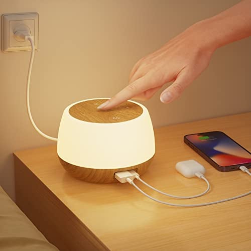 Görvitor Nachttischlampe Touch Dimmbar mit 20W Ladefunktion, Tischlampe Dimmbar mit 9 Farben und 3 Modi, Nachtlicht Baby Stilllicht mit Timing Funktion für Schlafzimmer Wohnzimmer Kinderzimmer