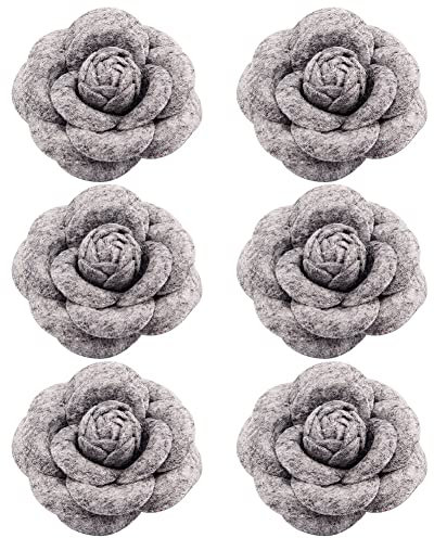 URFEDA 6pcs Fleur Broche Corsage Tissu Camélia Broche Vintage Broche Pince Veste Pull Bijoux Cadeau pour Vêtements Sacs à Dos Décor Mariage Noël Femme Vetement Décoration Accessoires Gris
