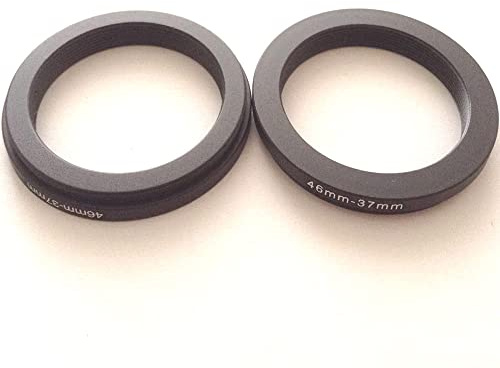 2x Metal 46-37mm Step-Down Rings D-SLR Video Camera Lens Connector Size Adapter 46mm To 37mm Filter Aperture Connect-ing 46-37 Circle Screws Photo Picture View Fix Photograph Parts Accessories