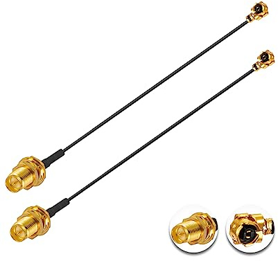 Vecys 2PCS U.F.L1 to RP-SMA Female Low Loss Coaxial Cable 10 /25CM U.F.L1 1.13mm Mini-Coaxial Pigtail Cable for Wireless Routers Mini PCIE Network Cards PCI Wi-Fi WAN Repeater