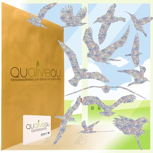 Qualiveau® 12-30cm Große Fensterbilder Aufkleber zum Schutz vor Vogelschlag, Prisma