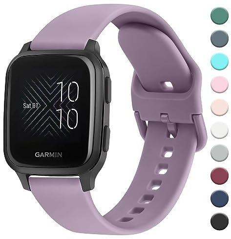 Strap Compatible with Garmin Venu Sq Music Strap, 20mm Soft Silicone Strap Replacement Wristband for Garmin Venu Sq Music/Venu Sq/Venu/Venu 2 Plus (Nude Violet)