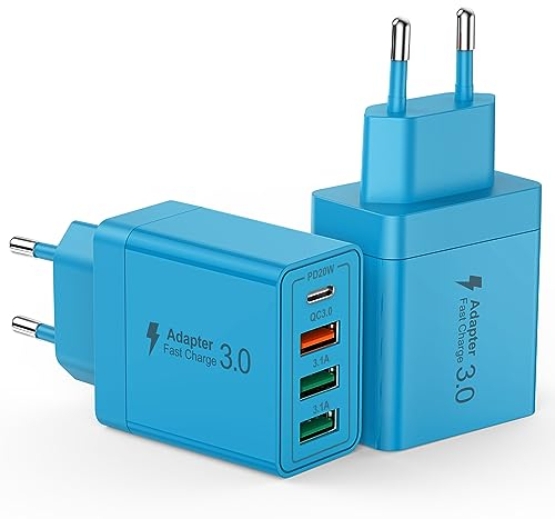 40W USB C Ladegerät, Handy ladegerät 2er-Pack 4 Port PD+QC USB Netzteil, USB C Adapter für iPhone 11/12/13/14/Pro Max, XS/XR/X, Samsung, Google, Tablet, Android