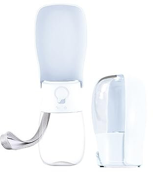 Surakey Folding Pet Drinking Bottle Dog Puppy Water Dispenser Outdoor Pet Drinking Container Button Drinking Water Organizer Leak Proof Bottle for Dogs Cats Picnic Walking Travel (300ML White)