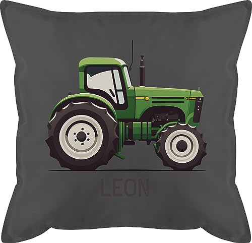 Kissen 50x50 - Traktor mit Name personalisiert I Landwirte Geschenk Landwirt I Traktoren Geschenke Trecker I Landwirtschaft - 50 x 50 cm - Grau - traktorkissen Bulldog Tractor Cushions Bauer