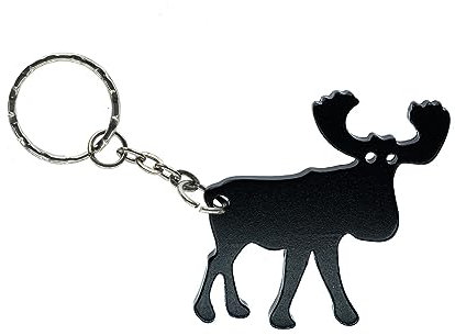Schlüsselanhänger Flaschenöffner schwarz metallic Elch