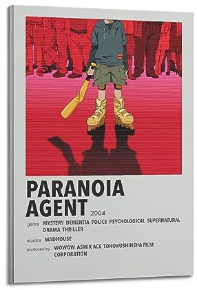 xze Paranoia Agent Poster Zimmer Dekorative Leinwand Poster Ästhetisches Poster Druck Wandkunst Dekor Poster 50 x 75 cm Rahmen Stil