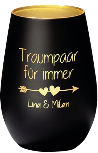 Geschenke.de Windlicht Hochzeit Traumpaar für Immer personalisiert – Teelichthalter mit Gravur zur Hochzeit – Geschenkidee für das Brautpaar – Hochzeitsgeschenk