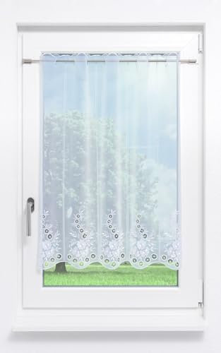 Plauener Spitze Scheibengardine Blumenspiel #1W (Bx H) 81cm * 120cm reinweiß/Weiß