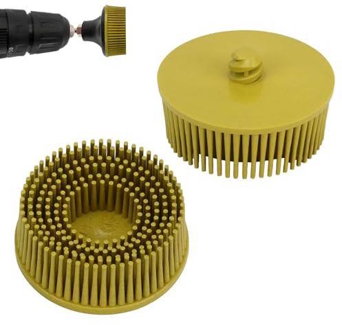 Tissting Borstenscheibe 50mm Bristle Disc 25.000 U/min Detail Schleifbürste | Siliziumkarbid Schaft Befestigungsscheibe Polieren Schleifscheibe zum Reinigen, Entfernen Hartnäckiger Beschichtungen(Gelb)