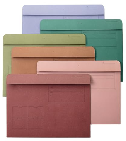 Mr. Pen- Paper Pocket File Folder, 6 Pack, Assorted Colors, Letter Size, File Jacket Flat Folder, for School, Office, Buisness Home