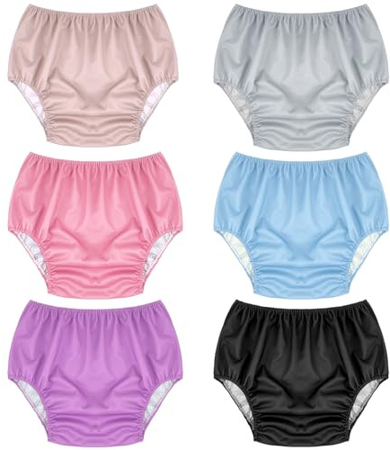 Breathffy 6 Pcs Waterproof Plastic Diaper Cover Adult,X-Large,Mixed Colors