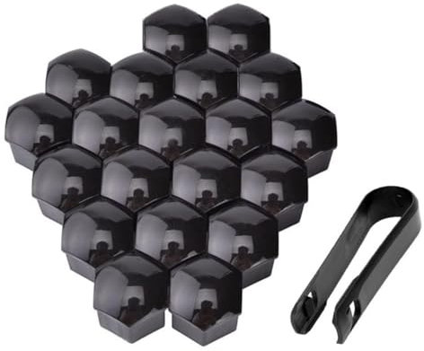 Radmuttern, 20 Stück, Auto-Radmutterkappen, 17, 19, 21 mm, Radmutterabdeckungen, Rostschutz, Autozubehör, Radmutterkappen (Farbe: Schwarz, 21 mm)