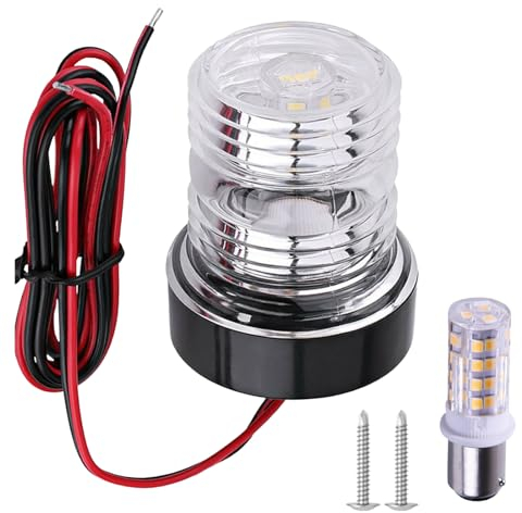 Cloud Fire Ankerlicht boot DC 12–24V Marine Boot Yacht Ponton Navigation Ankerlicht 360 Grad Rundum Natur Weiße LED Spritzwassergeschützt Schwarzes Gehäuse 3W (3NM)