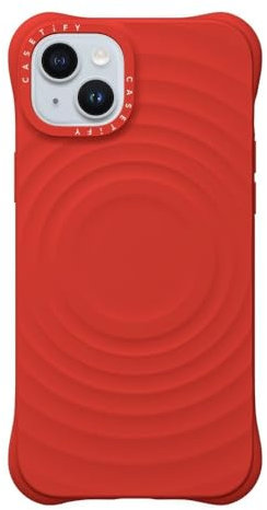 CASETiFY Ripple Silicone Case for iPhone 15 Plus [Magsafe Compatible / 6.6 ft. 2X Military Grade Drop Protection] Soft-Touch, Secure Grip - Red
