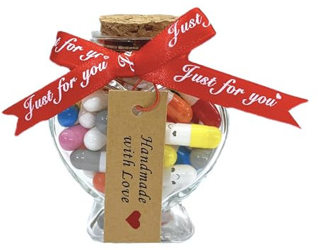 50 PCS Capsule Letters Message in a Bottle with Gifts Box Love Pills Notes Letters Cute Stuff Things Gifts for Boyfriend/Girlfriend Valentines Day Gifts (Rainbow)