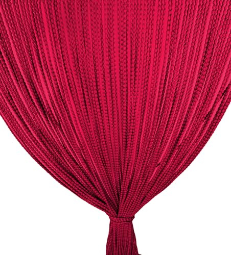 tex family Rideau Mariel © Doux à Perles en Tissu Doux Anti-Insectes Anti-Bruit à Fils Rouge – 100 x 220 cm