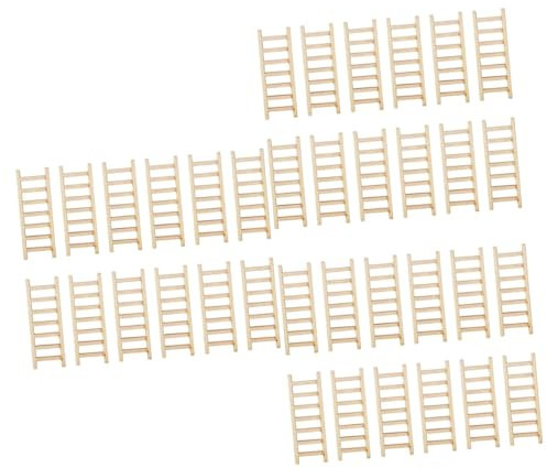 60 Stück Miniatur Holzleiter, 6X2.2X0.6Cm, DIY Dekoration Für Mikro-Landschaften, Sandtischmodelle, Märchengärten Und Pflanzendekorationen, Aus Hochwertigem Synthetischem Material