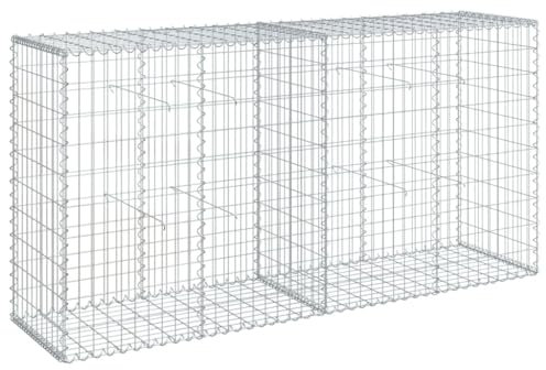vidaXL Cesta de gaviones con Cubierta Hierro galvanizado 200x50x100 cm, Muro de gaviones, Muro de contención de gaviones, Valla de gaviones, gaviones