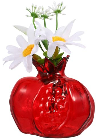 GREENADSCAPE 3pcs Pomegranate Glass Vase Illuminated Vases Hydroponics Pomegranate Shape Vase Dried Basket Floral Vase Sphere Plant Pot Buds Vase Delicate Vase Red