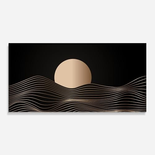 ARTHUB® Glasbild 60x120 cm, 5mm ESG | Moderne Wandbilder aus Glas für Wohnzimmer & Schlafzimmer, Wanddekoration, Wohnkultur, Abstrakte, Cream Moon